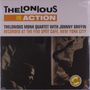 "Thelonious in Action" steht groß oben. Dunkles Bild von einem Pianisten und Saxophonspieler, im Hintergrund ein Café.
