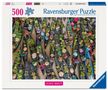 "500 Ravensburger Puzzle, Colorful Markets" oben. Bunte Boote dicht nebeneinander mit Gemüse und Früchten., Spiele