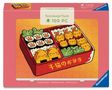 "Ravensburger Puzzle, 100 PC." Illustration einer Bento-Box mit Katzen und Sushi. Verpackung in rosa und orange gehalten., Spiele