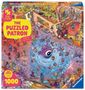 "THE PUZZLED PATRON", "Magic Puzzle Company", "1000 pieces", bunte Illustration mit einem pinken Monster in einer belebten Szene., Spiele