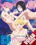 Dieses Vorab-Cover zeigt drei Anime-Figuren im Weltall mit Text: "Die Ecchi-Massage-Comedy inklusive Manga!"