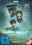 „Besser kann eine Fernsehserie kaum sein“, Happy Valley Staffel 3, FSK 16, BBC, Regenschauerszene mit drei Personen., 2 DVDs