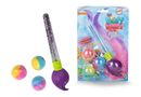 Verpackung und Produkte für „Baff Bombz Badepinsel“, bunte Bälle und Zauberstab. Text: „Magischer Farbmix“. Ab 3 Jahren., Diverse