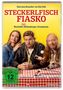 "Steckerlfisch Fiasko" in rot, darunter "Susi Eberhofer, Birkenberger. Dreamteam." Drei Personen und ein Hund., DVD