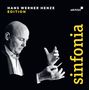 Text: Hans Werner Henze Edition, sinfonia. Schwarz-weißes Foto eines Mannes mit Dirigentenstab., 5 CDs