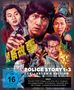 POLICE STORY-Trilogie in 4K Ultra HD; Illustration mit Menschen, Action-Szene, FSK 16 Symbol.