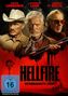 Texte: "Dolph Lundgren", "Stephen Lang", "Harvey Keitel", "Hellfire: Verbrannte Erde". Drei ernste Männer, rotes Farbschema., DVD