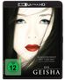"Ausgezeichnet mit 3 Oscars. Inklusive beste Kamera. Die Geisha." Gesicht einer Frau mit roten Lippen und blauen Augen., Ultra HD Blu-ray