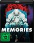"MEMORIES", FSK 12 Logo. Illustration: Astronaut auf Thron, riesige Rose im Hintergrund, kleiner Mensch davor., Blu-ray Disc