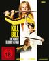 "KILL BILL THE WHOLE BLOODY AFFAIR," gelb und weiß auf schwarz. Drei Figuren mit Schwertern, eine mit Flöte. FSK 18 Symbol., 2 Blu-ray Discs