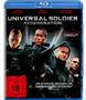 "Universal Soldier Regeneration" Blu-ray-Cover. Drei bewaffnete Männer in Kampfkleidung, ernste Mienen, dunkler Hintergrund.
