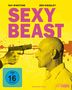 Großer pinker Text "SEXY BEAST"; gelber Hintergrund; ein Mann sieht einer Pistole ins Gesicht., Blu-ray Disc