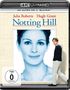 Auf dem Cover steht oben "4K ULTRA HD + BLU-RAY", darunter "Julia Roberts", "Hugh Grant", "Notting Hill". FSK 0 Logo., 1 Ultra HD Blu-ray und 1 Blu-ray Disc