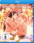 „Bloom Into You, Die komplette Serie, FSK ab 0 freigegeben.“ Zwei Mädchen in Schuluniformen, umgeben von Blumen., 3 Blu-ray Discs