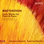"Early Works for Flute & Piano" von Beethoven. Gelb-orange Abstraktion. Namen: Johannes Hustedt und Sontraud Speidel., 2 CDs