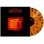 Oben stilisierter Text, unten "COME". Rotes, leuchtendes, kubisches Objekt; Vinylscheibe in Orange mit schwarzen Sprenkeln., LP