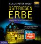 "Ostfriesen Erbe" von Klaus-Peter Wolf. Ungekürzte Autorenlesung. Beleuchtetes Haus bei Nacht, Spiegel-Bestseller.