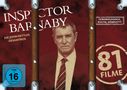 **Inspector Barnaby**, **Die John Nettles Gesamtbox**, **81 Filme**, **FSK ab 16 freigegeben**; dunkelroter Hintergrund, Holzoptik., 47 DVDs und 1 CD