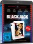 Titel "Blackjack - Der Bodyguard"; Darsteller: Dolph Lundgren, Kate Vernon. Zwei Spielkarten, Thriller-Design., Blu-ray Disc
