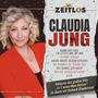 "ZEITLOS CLAUDIA JUNG" mit Titeln. Links Porträt einer Frau mit lockigem Haar und rotem Oberteil., CD
