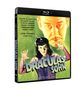 Texte: "Draculas Sohn", "Lon Chaney", Namen von Schauspielern. Illustration: Frau in Angst, darüber ein Mann. Blu-ray Verpackung.