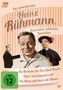 „Der unvergessene Heinz Rühmann“ als Haupttext, darunter drei Filmtitel und FSK 12. Drei Filmbilder von Rühmann., 3 DVDs