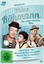 "Unvergessen: Heinz Rühmann. Vier seiner schönsten Filme. Hurra! Ich bin Papa!, Wir werden das Kind schon schaukeln." 
Im Hintergrund sind Szenen und Personen aus seinen Filmen zu sehen., 4 DVDs