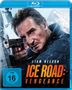 Text: "Liam Neeson, Ice Road: Vengeance, FSK ab 16 freigegeben." Ein Mann zielt mit einer Pistole, im Hintergrund Schneeberge.