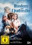 "Ruslan und Ljudmila" zeigt ein Paar in historischer Kleidung, das sich umarmt. Über ihnen ein älterer Mann mit Krone., DVD