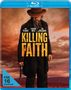 Texte: Guy Pearce, DeWanda Wise, Bill Pullman, KILLING FAITH, FSK 16 beantragt. Ein Western-Mann mit Hut und Gewehr.