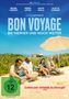 Text: „BON VOYAGE - BIS HIERHER UND NOCH WEITER“, „FSK ab 12 freigegeben“, „Ein kleines Juwel...“. Vier Personen am Strand.