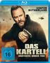 KIEFER SUTHERLAND, DAS KARTELL, FSK 16 beantragt. Ein Mann mit Bart hält eine Pistole, Hubschrauber im Hintergrund.