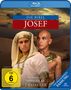 Text: "Die Bibel: Josef", "Der komplette Spielfilm-Zweiteiler", "FSK ab 6", "NEU RESTAURIERTE FASSUNG". Zwei Figuren in ägyptischer Kleidung.