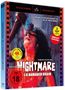 „Diesem Alptraum kannst du nicht entkommen!“ Blutig bemaltes Cover mit Axt und Frau, „Nightmare in a Damaged Brain“.