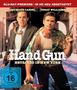 "Hand Gun: Hetzjagd in New York" steht groß und prominent auf einem Filmcover mit zwei Männern, einer hält eine Pistole., Blu-ray Disc