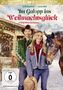 "Im Galopp ins Weihnachtsglück - A Wild West Christmas. SKIJORING THIS WAY. Ein Mann, eine Frau und ein Pferd im Schnee."