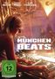 Text: "München Beats", "FSK ab 12 freigegeben". Oben sind Namen, darunter eine DJane mit Kopfhörern und Mischpult., DVD