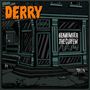 Text: „Derry“, „Library“, „Remember the Curfew 7:00 PM“. Eine Illustration einer Straßenecke bei Nacht., CD