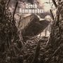 "Death Kommander" in gotischer Schrift über einem Panzer in einer düsteren Kriegslandschaft voller Stacheldraht und Schädel., LP