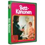 Text: "Bett-Kanonen", "Nicht freigegeben unter 18 Jahren". Cover: Frau in Unterwäsche, Mann mit Pistole. Retro-Stil.