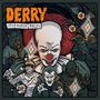 Der Text sagt: „Derry - Its Many Faces“. Illustration: Gruselige Figuren, darunter ein Clown, Werwolf und Vampir., LP