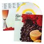 Text: "Purpur", "ZAHN", "CSR035". Eine bunte Vinylplatte, rote und schwarze Johannisbeeren, eine halbe Zitrone., LP