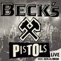 "BECK'S", "PISTOLS", "LIVE 2025. BERLIN. SO36"; Schwarz-Weiß-Illustration, Konzertszene mit Band und Zuschauern., 2 Singles 10"