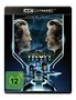 „TRON LEGACY“, 4K Ultra HD und Blu-ray. Männer mit Gesicht zueinander, futuristische Motive, FSK 12 Logo., 1 Ultra HD Blu-ray und 1 Blu-ray Disc