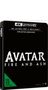 Text: "4K ULTRA HD", "AVATAR FIRE AND ASH", "VORLÄUFIGE ABBILDUNG", "FSK 12". Schwarzes DVD-Cover.