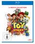 „5-Movie-Collection“ steht oben. Darunter bunte Figuren aus „Toy Story“, wie ein Cowboy, ein Astronaut und mehr., 5 Blu-ray Discs