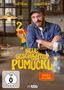 "Neue Geschichten vom Pumuckl", Staffel 2. Ein Mann in Werkstatt, Pumuckl-Illustration, warmes gelbes Licht., 3 DVDs
