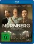 "NÜRNBERG"; Russell Crowe ist Hermann Göring. Gerichtssaal mit Personen. Drei Männer in Uniformen im Vordergrund., Blu-ray Disc