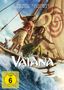 Text oben: "Dwayne Johnson, Catherine Laga'aia". Unten: "Vaiana". Zwei Figuren auf einem Segelboot in großer Welle., DVD