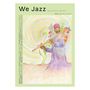 "We Jazz" und "A quarterly journal of creative music". Illustration eines Musikers mit Flöte, umgeben von bunten Spiralen.